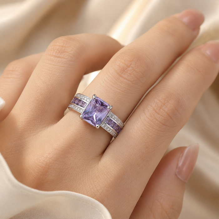 Silver Amethyst Channel Ring by Rose & Oliver - product image 2