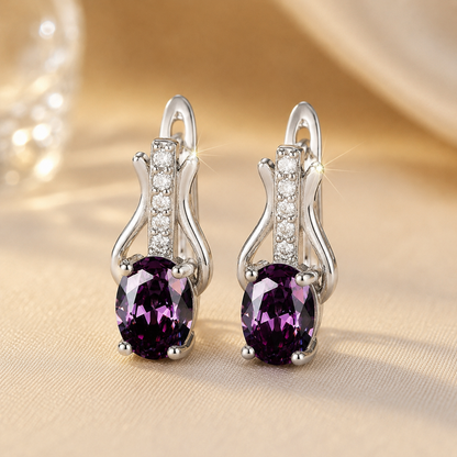 Silver Amethyst Drop Earrings by Rose & Oliver - product image 1