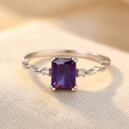 Silver Amethyst Emerald-Cut Ring by Rose & Oliver - product image 1