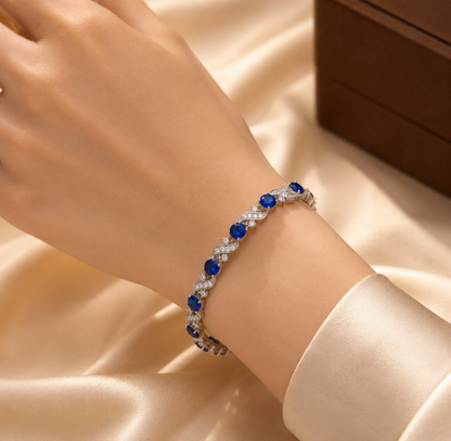 Silver Sapphire Floral Link Bracelet by Rose & Oliver - product image 2