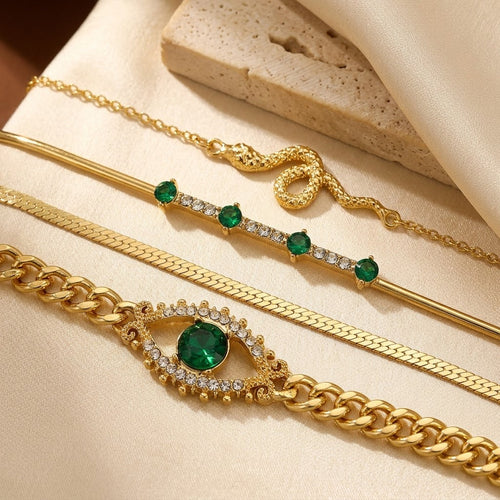 Gold Emerald Charm Bracelet Set by Rose & Oliver - product image 1