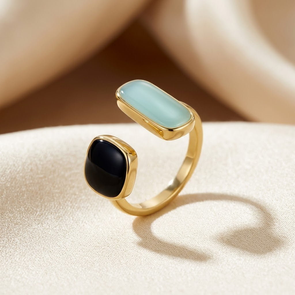 Gold Dual Stone Open Ring by Rose & Oliver - product image 1