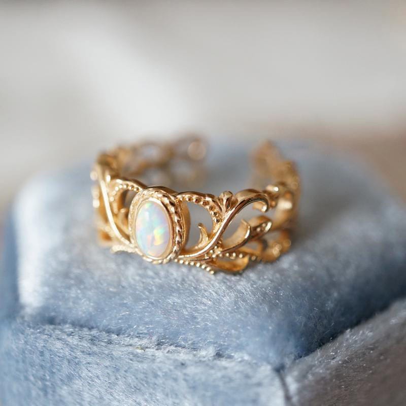 Rose Gold Opal Celestial Wings Ring - (Adjustable) by Rose & Oliver - product image 3