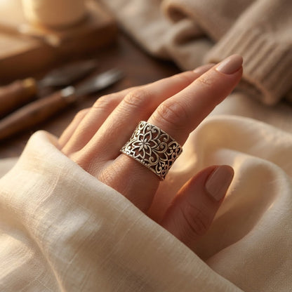 Silver Ornate Filigree Ring by Rose & Oliver - product image 2