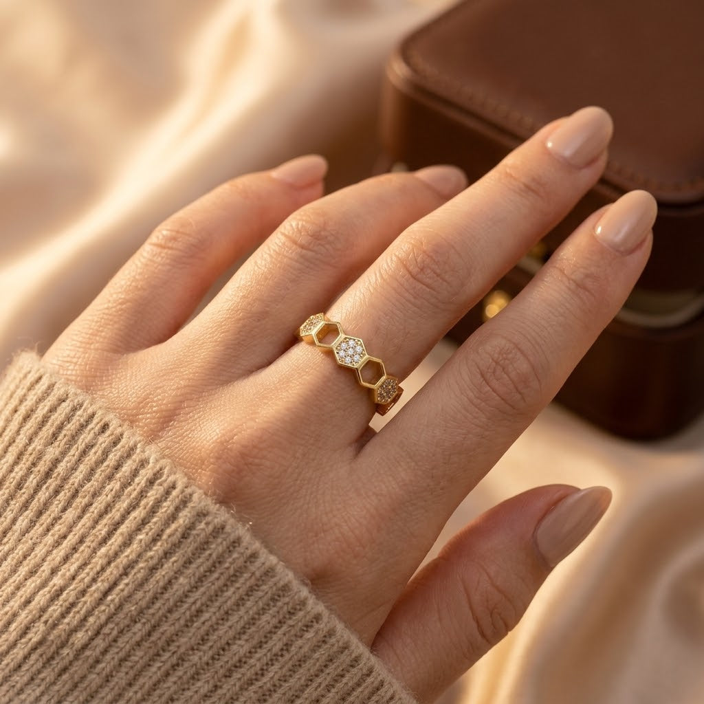 Gold Geometric Open Ring by Rose & Oliver - product image 2