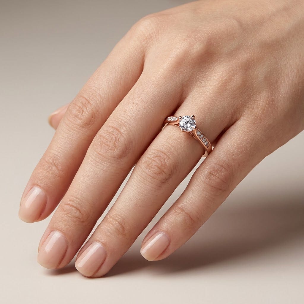 Classic Round Zirconia Rose Gold Ring by Rose & Oliver - product image 2