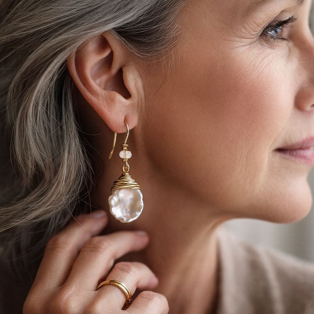 Vintage Barroque Pearl Drop Earrings by Rose & Oliver - product image 2