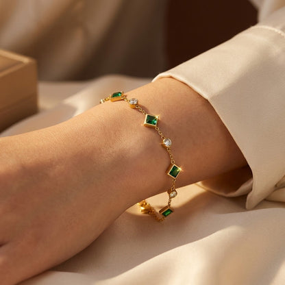 Gold Emerald Station Bracelet by Rose & Oliver - product image 2