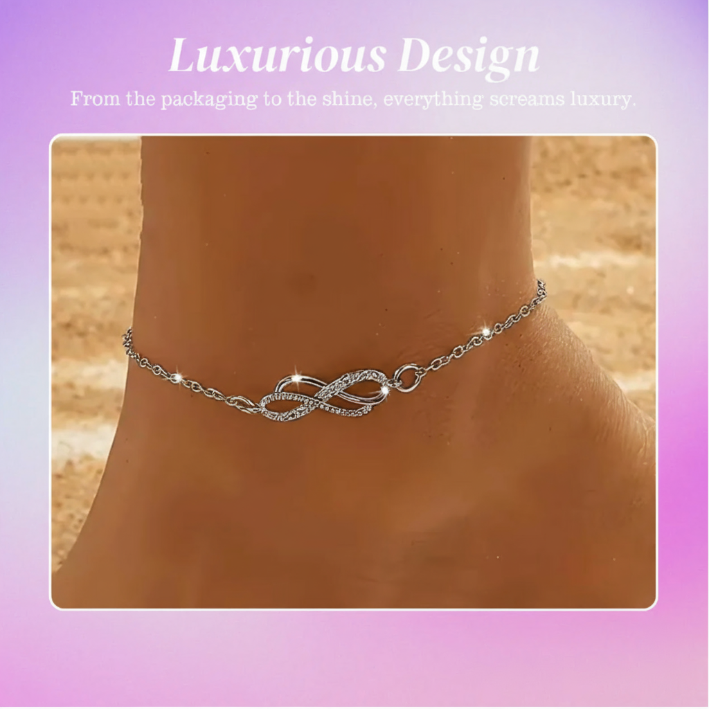 Dana | Delicate Charm Infinity | Silver Anklet by Rose & Oliver - product image 2