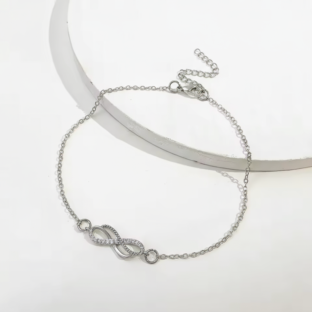 Dana | Delicate Charm Infinity | Silver Anklet by Rose & Oliver - product image 3