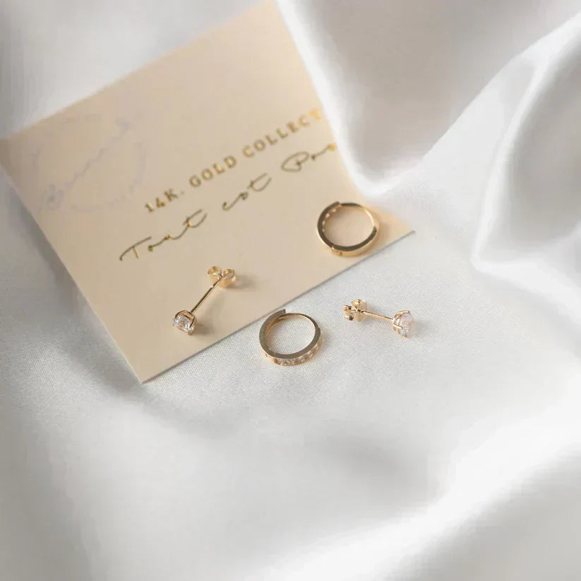 Larmes™ | Gold Stone Stud Earrings by Rose & Oliver - product image 7