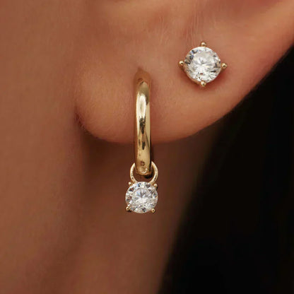 Celeste™ | Gold Stone Hoop Earrings by Rose & Oliver - product image 2