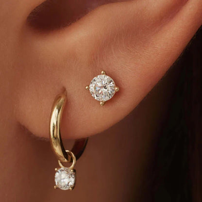 Larmes™ | Gold Stone Stud Earrings by Rose & Oliver - product image 4