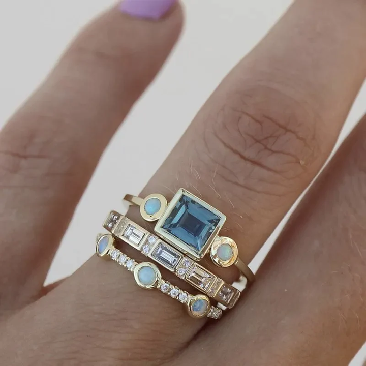 Ocean - Vintage Blue Crystal Ring Set by Rose & Oliver - product image 1
