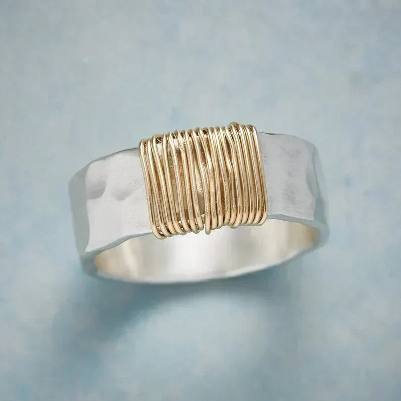 Silver and Gold Wire Wrapped Ring by Rose & Oliver - product image 1