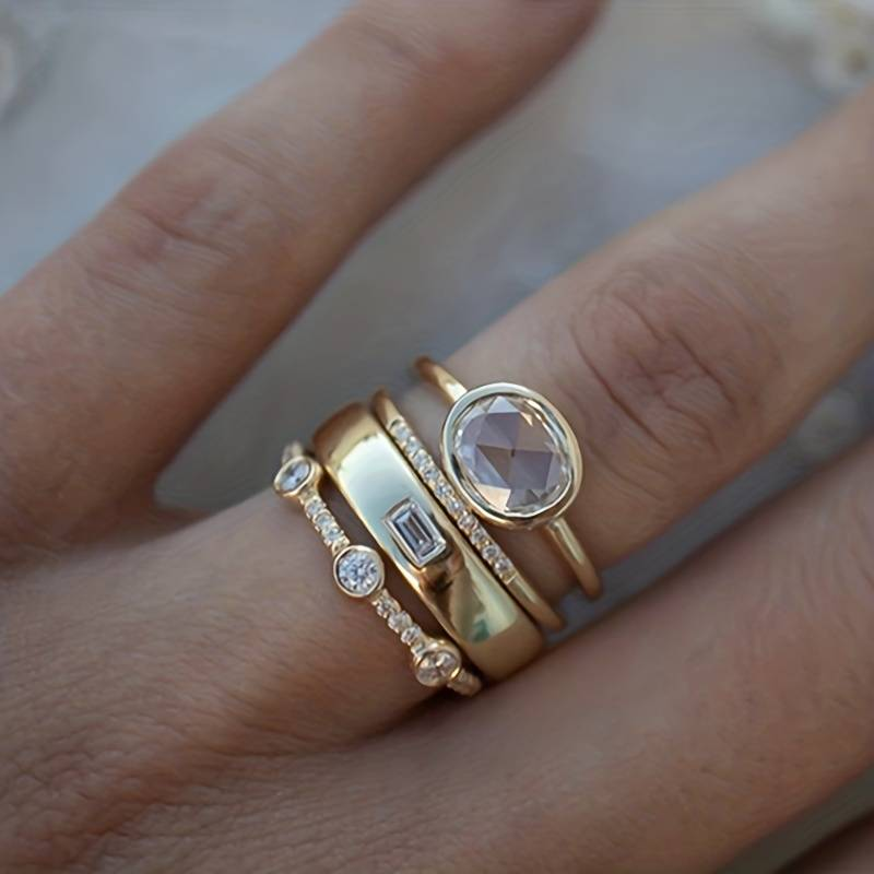 Lily - Vintage Gold & Zirconia Ring Set by Rose & Oliver - product image 1