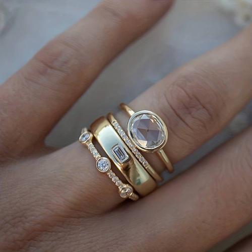 Lily - Vintage Gold & Zirconia Ring Set by Rose & Oliver - product image 1