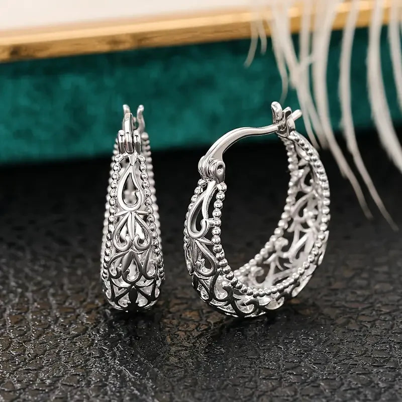 Antique Hollow Basket Earrings | White Gold by Rose & Oliver - product image 1