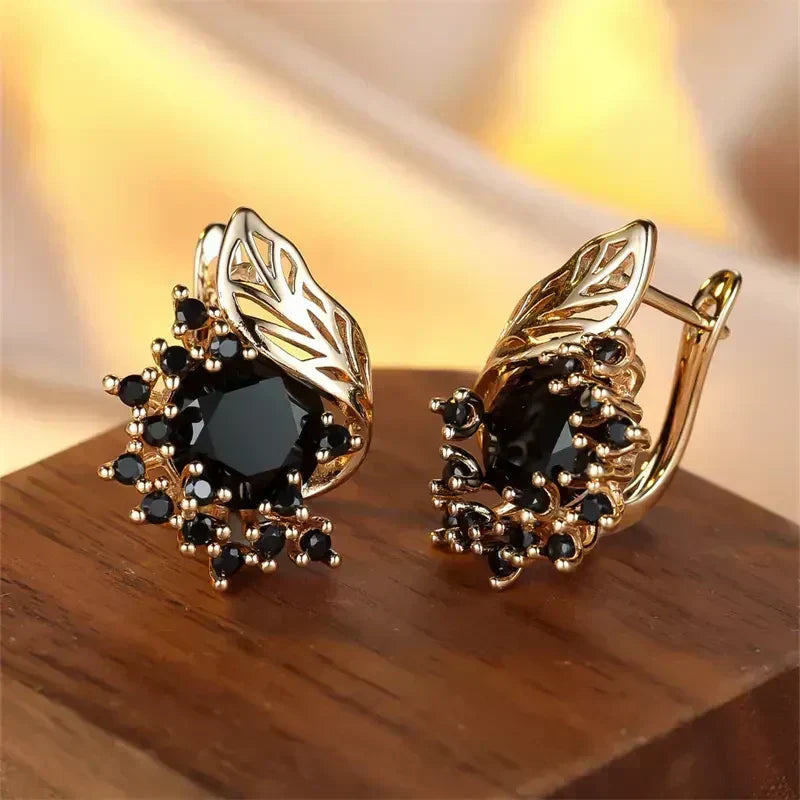 Black Zirconia Golden Earrings | Gold by Rose & Oliver - product image 1