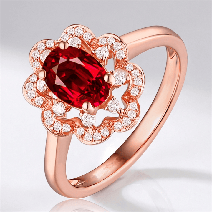 Red Ruby Rose Gold Halo Ring by Rose & Oliver - product image 1