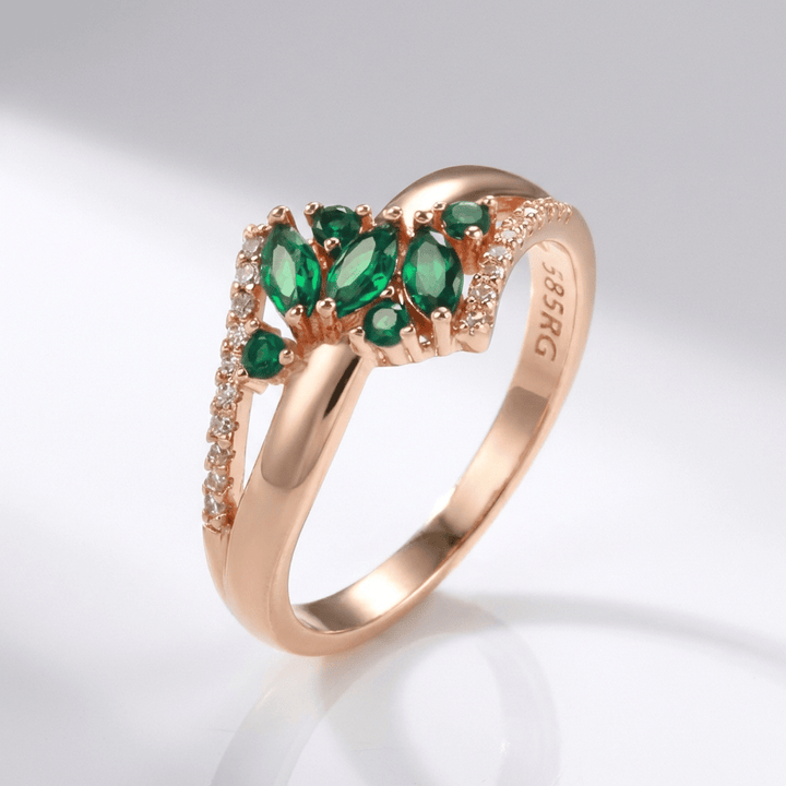 Emerald Flower Rose Gold Ring by Rose & Oliver - product image 1
