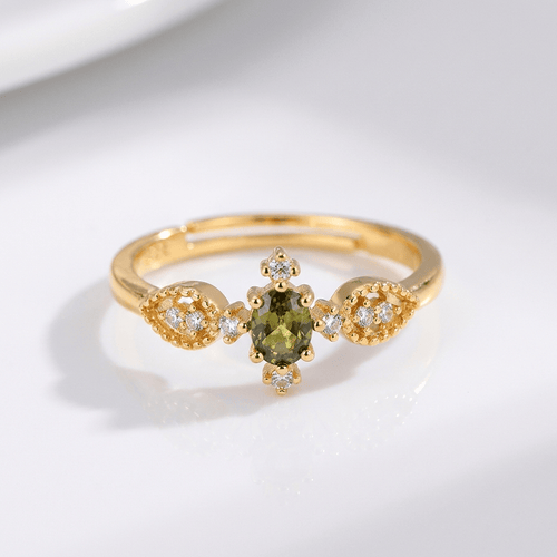 Olive Green Crystal Dainty Gold Ring - (Adjustable) by Rose & Oliver - product image 1