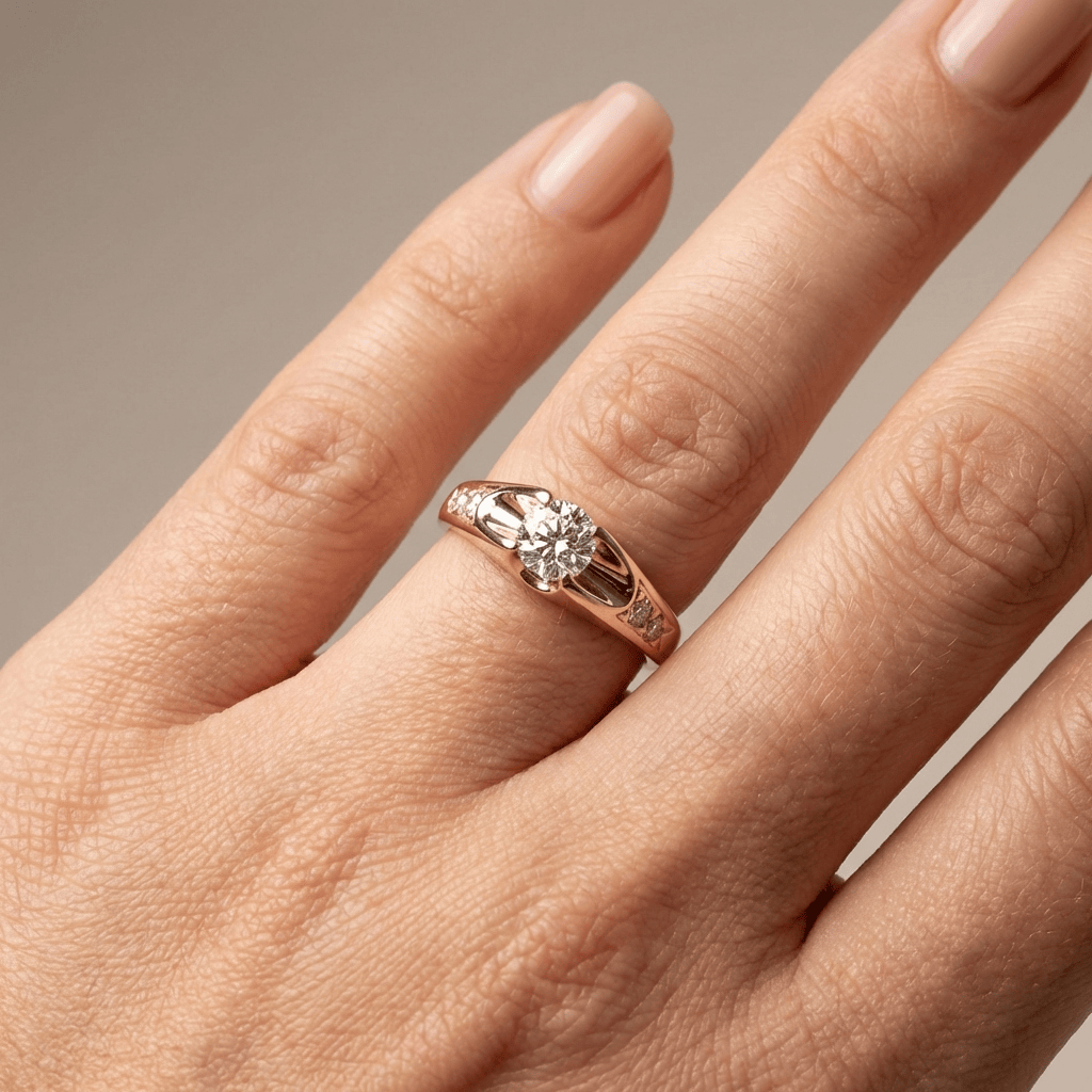 Classic Rose Gold Zirconia Solitaire Ring by Rose & Oliver - product image 2