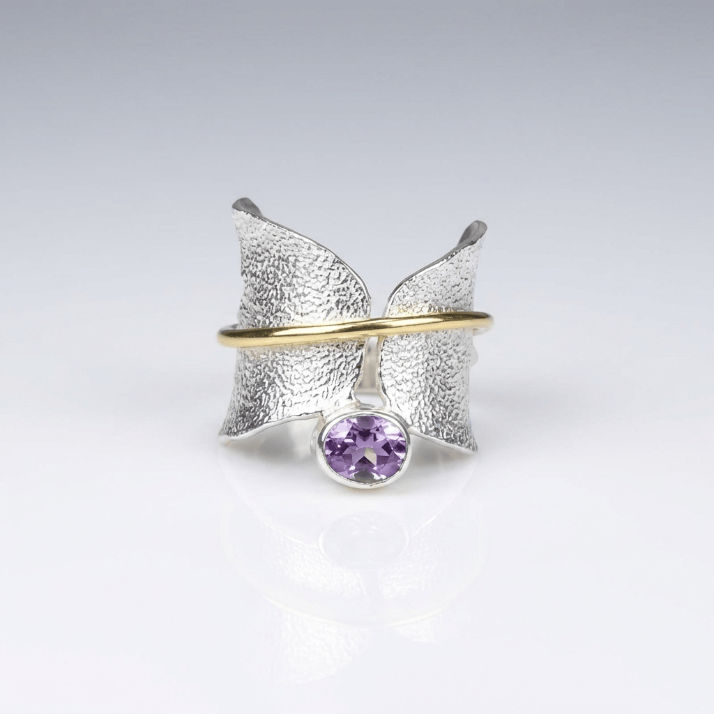 Butterfly Amethyst Silver & Gold Ring by Rose & Oliver - product image 1