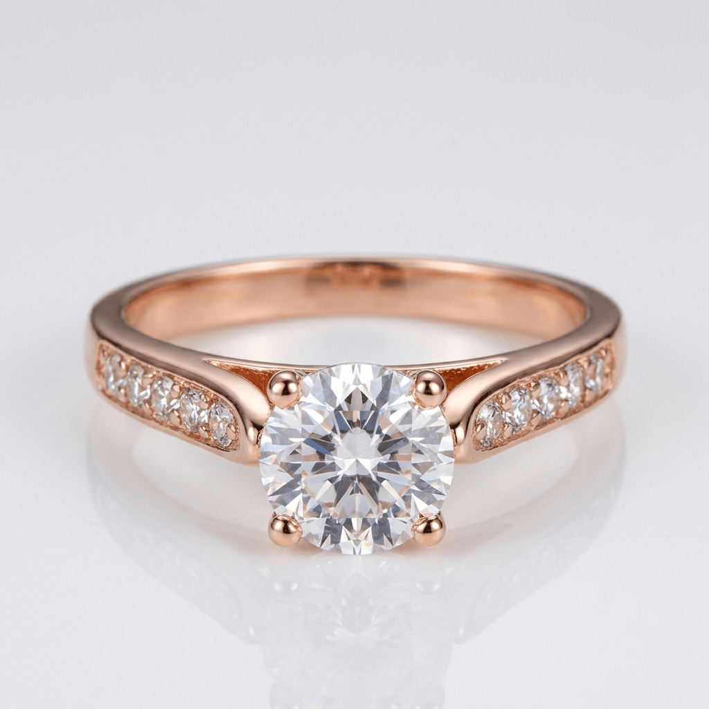 Classic Round Zirconia Rose Gold Ring by Rose & Oliver - product image 1