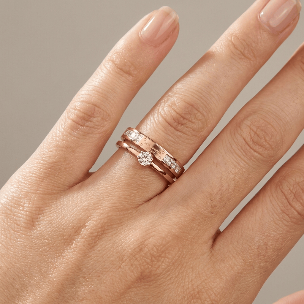 Love Forever Rose Gold Double Band Ring by Rose & Oliver - product image 2
