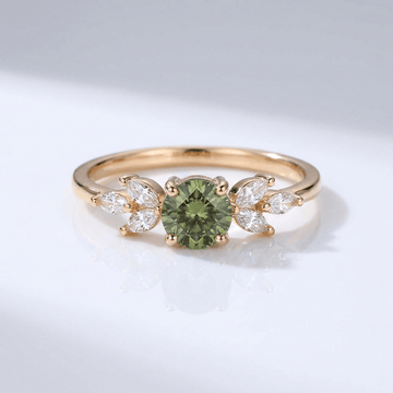 Green Peridot Gold Dainty Leaf Ring by Rose & Oliver - product image 1