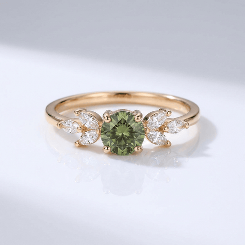 Green Peridot Gold Dainty Leaf Ring by Rose & Oliver - product image 1