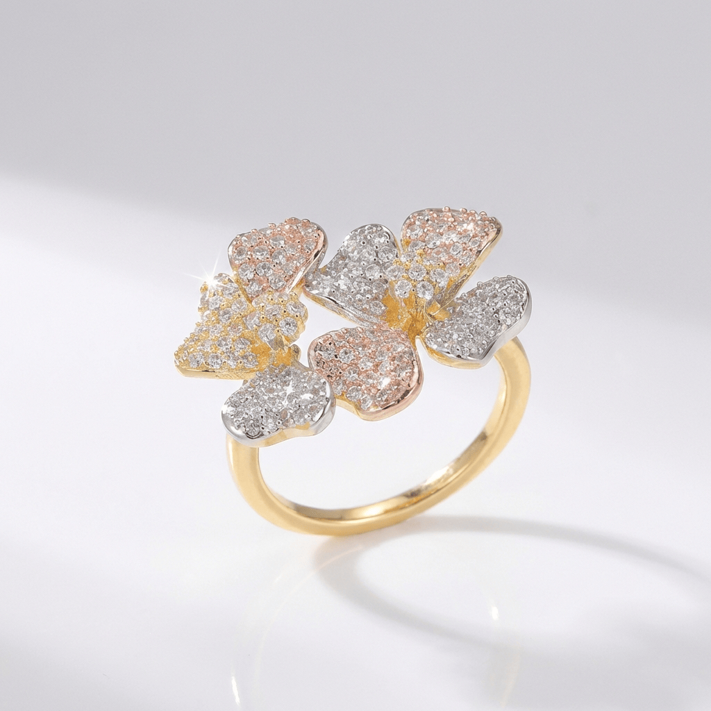 Triple Butterfly Crystal Gold Ring by Rose & Oliver - product image 1