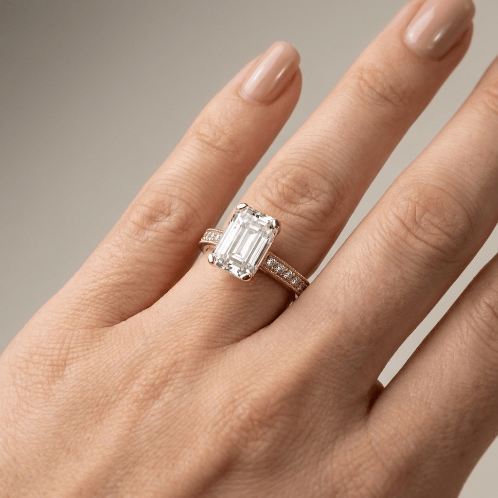 Emerald Cut Zirconia Gold Vintage Ring by Rose & Oliver - product image 2