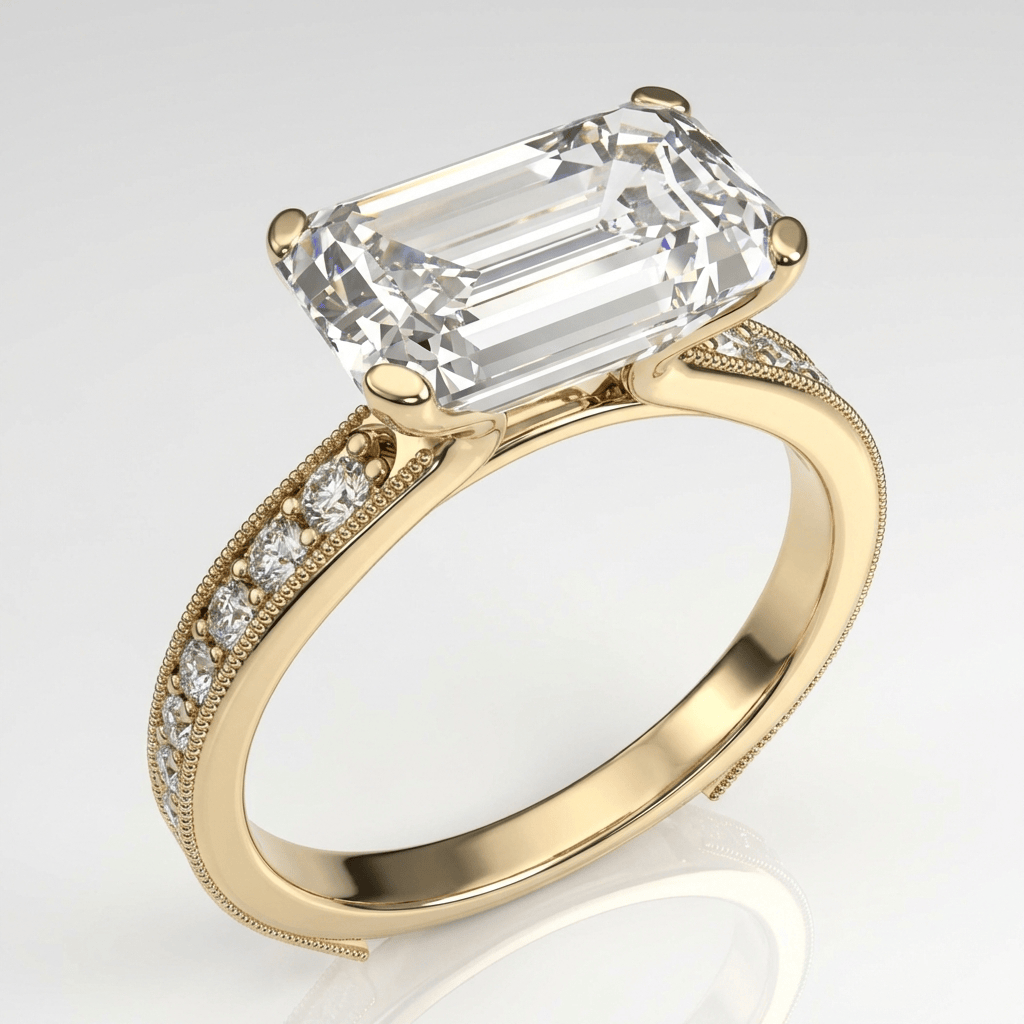 Emerald Cut Zirconia Gold Vintage Ring by Rose & Oliver - product image 1