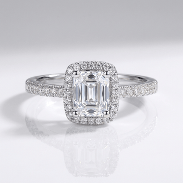 Emerald Cut Zirconia Silver Halo Ring by Rose & Oliver - product image 1