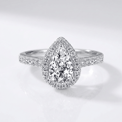Pear Zirconia Silver Halo Ring by Rose & Oliver - product image 1