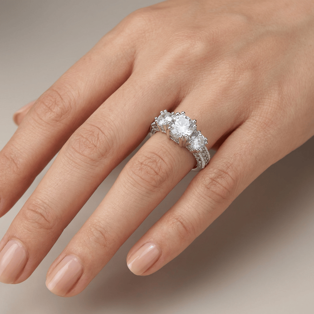 Silver Round Zirconia Halo Ring by Rose & Oliver - product image 2