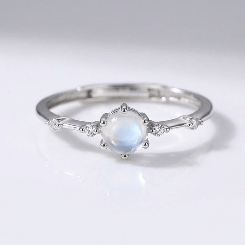 Silver Moonstone Vintage Ring - (Adjustable) by Rose & Oliver - product image 1