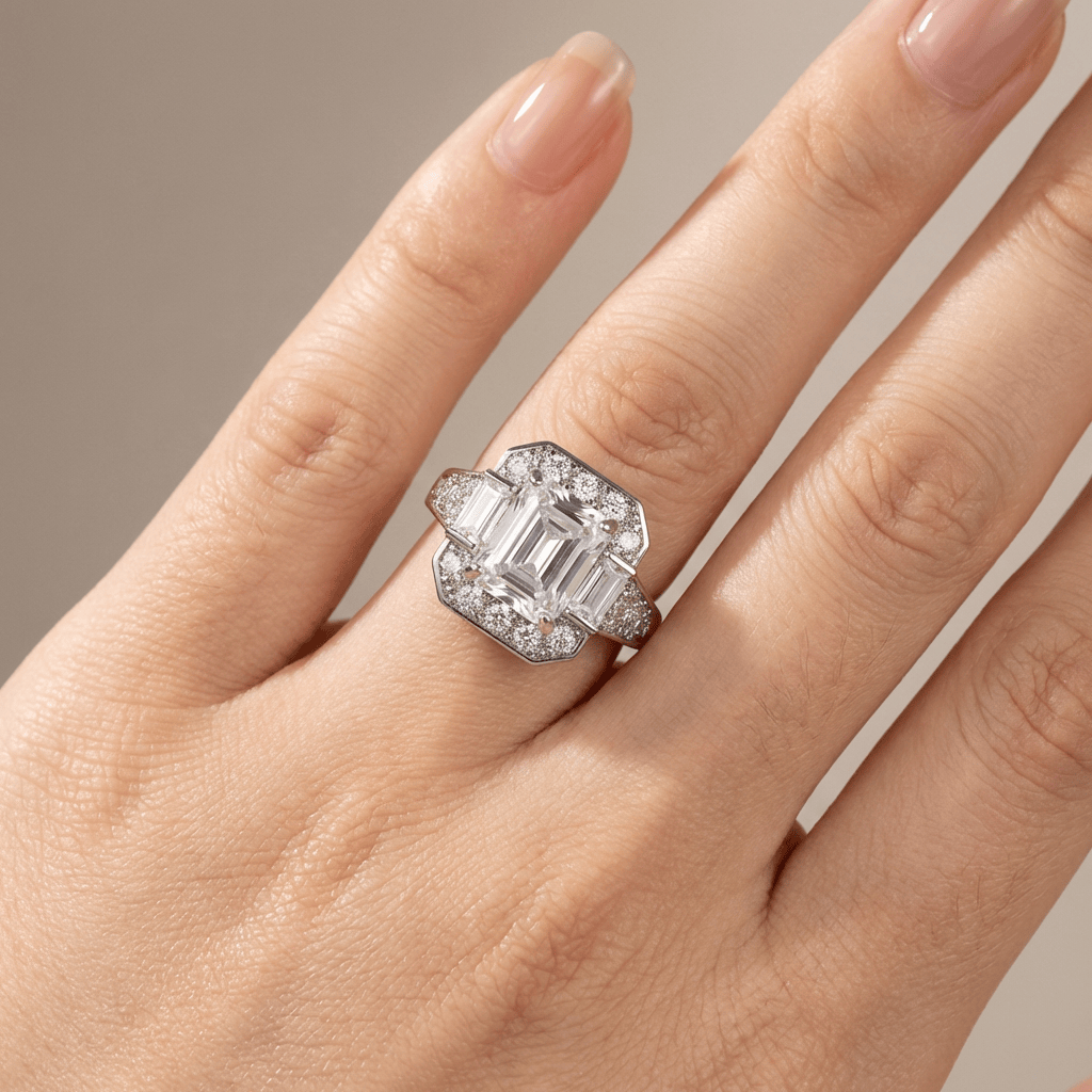 Silver Rectangular Zirconia Ring by Rose & Oliver - product image 2