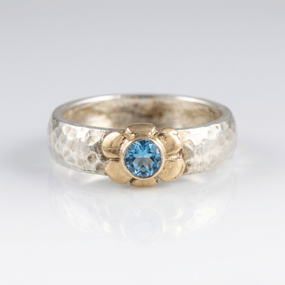 Handmade Silver Two Tone Blue Topaz Ring by Rose & Oliver - product image 1