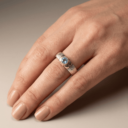 Handmade Silver Two Tone Blue Topaz Ring by Rose & Oliver - product image 2