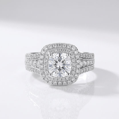 Silver Round Diamond Halo Ring by Rose & Oliver - product image 1