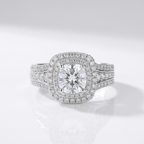 Silver Round Diamond Halo Ring by Rose & Oliver - product image 1