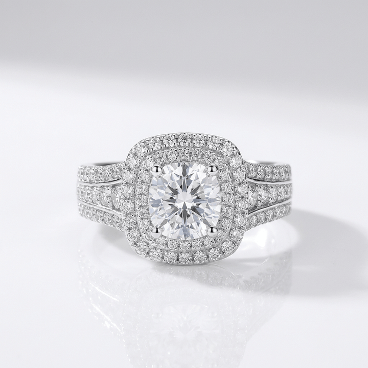 Silver Round Diamond Halo Ring by Rose & Oliver - product image 1