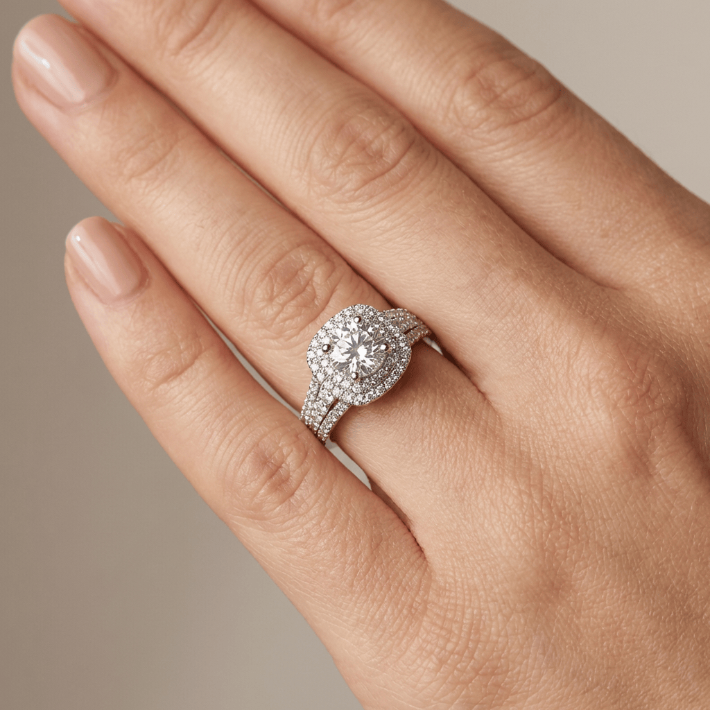 Silver Round Diamond Halo Ring by Rose & Oliver - product image 2