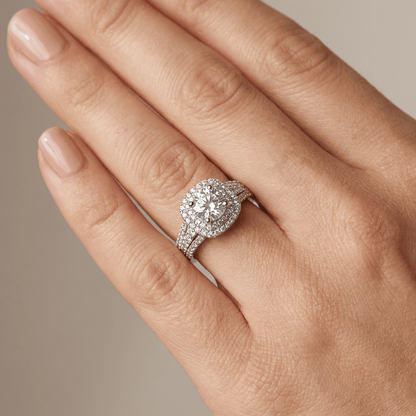 Silver Round Diamond Halo Ring by Rose & Oliver - product image 2