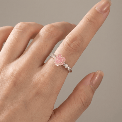 Silver Rose Diamond Ring - (Adjustable) by Rose & Oliver - product image 6