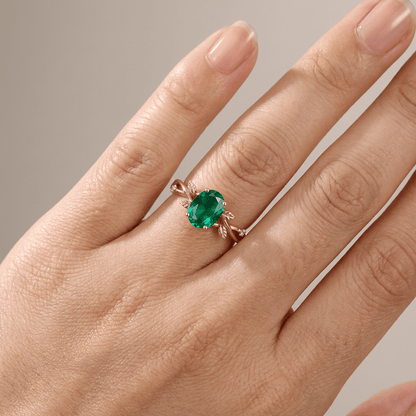 Rose Gold Emerald Leaf Ring by Rose & Oliver - product image 2