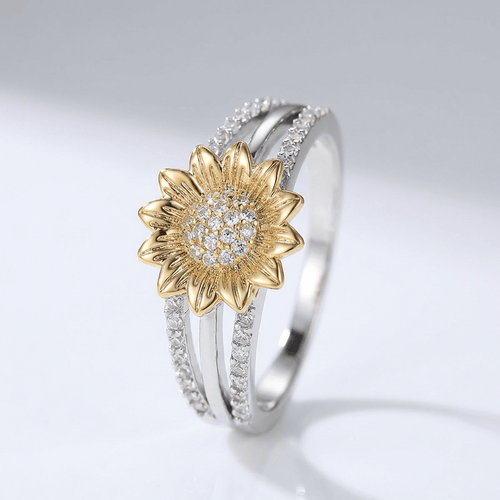 Silver Gold Sunflower Diamond Ring by Rose & Oliver - product image 1